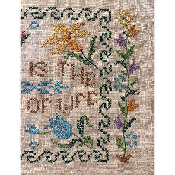 Marcus Brothers "Love Is The Salt of Life" Cross Stitched Print Framed Vintage - Picture 3 of 4